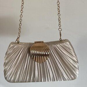 Neiman Marcus Gold  Seashell Silk Handbag